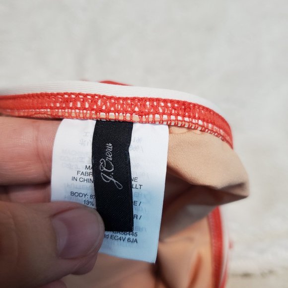 J. Crew Red White Stripe High Rise 2 Pc Swimsuit Bathing Suit Bikini Set Women L - Picture 8 of 9